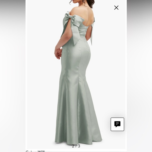 Alfred Sung Off the Shoulder Bow Corset Satin Trumpet Gown - Picture 2 of 8